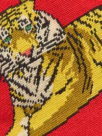 Funda de cojín de lana Safari, Parte delantera: 100% lana, Parte trasera: terciopelo (100% algodón), Rojo, amarillo claro, An 30 x L 50 cm