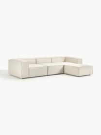 Canapé d'angle modulable 4 places avec pouf Lennon, Tissu blanc cassé, larg. 327 x prof. 207 cm