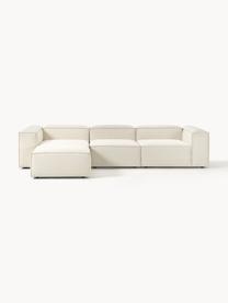 Modulares Sofa Lennon (4-Sitzer) mit Hocker (links/rechts), Bezug: 100 % Polyester Der strap, Gestell: Massives Kiefernholz, Spe, Füße: Kunststoff Dieses Produkt, Webstoff Off White, B 329 x T 207 cm