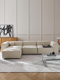 Modulares Sofa Lennon (4-Sitzer) mit Hocker (links/rechts), Bezug: 100 % Polyester Der strap, Gestell: Massives Kiefernholz, Spe, Füße: Kunststoff Dieses Produkt, Webstoff Off White, B 329 x T 207 cm