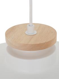 Skandi-Pendelleuchte Malm, Lampenschirm: Metall, Dekor: Holz, Baldachin: Metall, Weiß, Ø 40 x H 20 cm