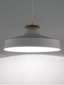 Skandi-Pendelleuchte Malm, Lampenschirm: Metall, Dekor: Holz, Baldachin: Metall, Weiß, Ø 40 x H 20 cm