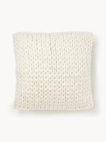 Copricuscino in maglia grossa fatta a mano Adyna, 100% acrilico, Bianco latte, Larg. 45 x Lung. 45 cm