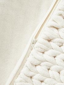 Copricuscino in maglia grossa fatta a mano Adyna, 100% acrilico, Bianco latte, Larg. 45 x Lung. 45 cm