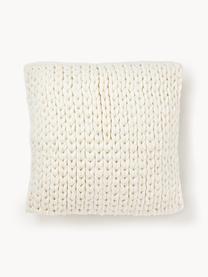 Housse de coussin grosse maille Adyna, 100 % polyacrylique, Blanc cassé, larg. 45 x long. 45 cm