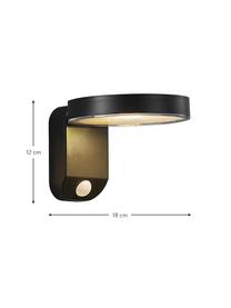 Solar Aussenwandleuchte Rica mit Bewegungssensor, Lampenschirm: Kunststoff, Schwarz, 15 x 12 cm