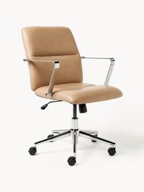 Krzesło biurowe ze sztucznej skóry Reto, Tapicerka: skóra ekologiczna (100% p, Stelaż: metal powlekany, Beżowa skóra ekologiczna, S 60 x G 68 cm