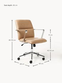 Silla de escritorio de cuero sintético con reposabrazos Reto, altura regulable, Funda: terciopelo (100% poliéste, Cuero sintético beige, An 60 x L 68 cm