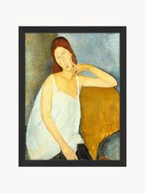 Ingelijste digitale print Lady Jeanne Hebuterne, By Amedeo Modigliani, Afbeelding: digitale print op papier,, Lijst: gelakt hout, Meerkleurig, B 33 x H 43 cm