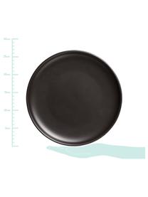 Platos llanos Okinawa, 4 uds., Cerámica, Negro mate, Ø 27 cm