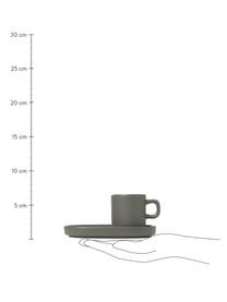 Tazas espresso con platitos Pilar, 2 uds., Cerámica, Gris oscuro, Ø 5 x Al 6 cm, 50 ml