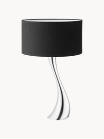 Velká stolní lampa z nerezové oceli Cobra, Vysoce leštěná nerezová ocel, černá bavlna, Černá, stříbrná, Ø 35 cm, V 56 cm