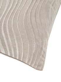 Katoensatijnen kussenhoes Nico met geborduurd golfpatroon in beige, 100% katoen-satijn, Beige, B 45 cm, L 45 cm