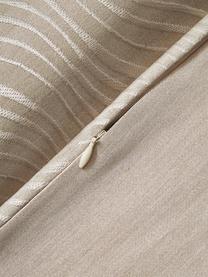 Baumwollsatin-Kissenhülle Nico mit besticktem Wellen-Muster, 100% Baumwollsatin, Cremefarben, B 45 cm, L 45 cm