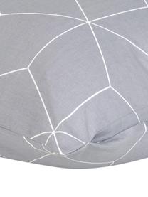 Baumwoll-Kissenbezug Lynn mit grafischem Muster, 50 x 70 cm, Webart: Renforcé Fadendichte 144 , Grau, Cremeweiss, B 50 x L 70 cm