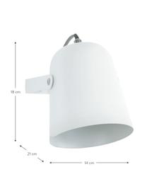 Wandlamp Iluminar met stekker in wit, Lampenkap: gelakt metaal, Wit, D 21 x H 18 cm