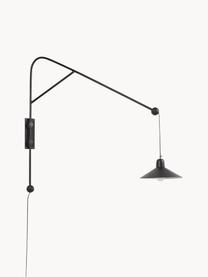 Große verstellbare Wandleuchte Eleazar mit Stecker, Schwarz, B 30 x T 108 cm