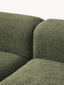 Modulares Sofa Natalie (3-Sitzer) aus Teddy-Bouclé, Bezug: Teddy-Bouclé (100 % Polye, Gestell: mitteldichte Holzfaserpla, Sockel: Massives Buchenholz, lack, Teddy-Bouclé Dunkelgrün, dunkles Buchenholz, B 283 x T 107 cm