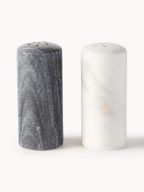 Komplet solniczki i pieprzniczki z marmuru Agata, 2 elem., Marmur, Biały, czarny, marmurowy, Ø 5 x W 10 cm