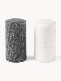 Salz- und Pfefferstreuer Agata aus Marmor, 2er-Set, Marmor, Weiss, Schwarz, marmoriert, Ø 4 x H 8 cm