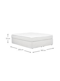 Boxspringbett Enya, Matratze: 5-Zonen-Taschenfederkern, Füße: Kunststoff Dieses Produkt, Webstoff Hellgrau, B 140 x L 200 cm, Härtegrad H2