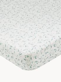 Housse de matelas à langer en coton bio Green Leaves, 100 % coton bio, certifié OCS, Blanc, vert menthe, larg. 50 x long. 65 cm