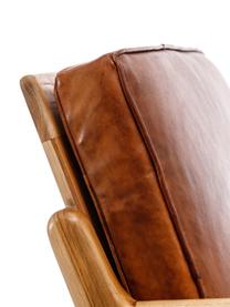 Fotel wypoczynkowy ze skóry Lola, Tapicerka: skóra, Stelaż: drewno tekowe, Nogi: drewno tekowe, Brązowa skóra, S 75 x G 60 cm