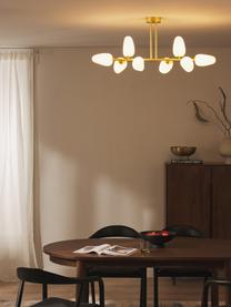 Lampada da soffitto in vetro opale Lilja, Struttura: metallo ottonato, Paralume: vetro opalino, Bianco, dorato, Larg. 100 x Alt. 44 cm