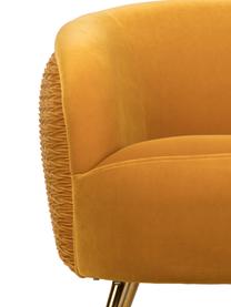 Sillón cóctel de terciopelo So Curvy, Tapizado: terciopelo de poliéster A, Patas: acero inoxidable galvaniz, Terciopelo ocre, An 78 x F 77 cm