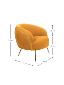 Sillón cóctel de terciopelo So Curvy, Tapizado: terciopelo de poliéster A, Patas: acero inoxidable galvaniz, Terciopelo ocre, An 78 x F 77 cm