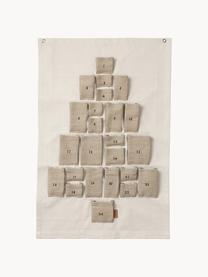 Calendrier de l'Avent en coton et jute Pine, 67 % coton, 33 % jute, Blanc cassé, beige, larg. 50 x haut. 69 cm