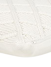 Federa arredo fatta a maglia Elly, 100% cotone, Bianco crema, Larg. 40 x Lung. 40 cm