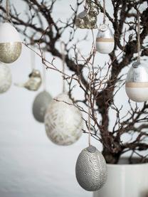 Œuf décoratif Seline, Robinia, blanc, couleur argentée