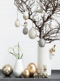 Uovo decorativo Seline, Metallo, legno robinia, dipinto, Robinie, bianco, argento, Ø 3 x A 5 cm