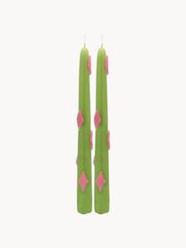 Candele a bastoncino Paradise Diamond 2 pz, Cera, Verde chiaro, rosa chiaro, Alt. 25 cm