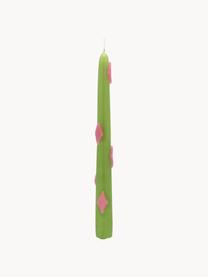 Candele a bastoncino Paradise Diamond 2 pz, Cera, Verde chiaro, rosa chiaro, Alt. 25 cm