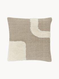 Handgewebte Kissenhülle Wool, Vorderseite: 89 % Wolle, 11 % Baumwoll, Rückseite: 100 % Baumwolle, Taupe, Hellbeige, B 45 x L 45 cm