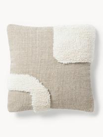 Housse de coussin 45x45 tissé main Laine, Taupe, beige clair, larg. 45 x long. 45 cm