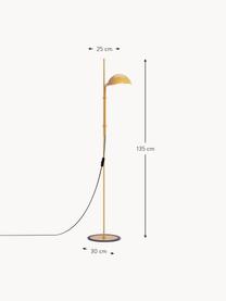 Kleine Stehlampe Funiculí mit verstellbarem Lampenschirm, Lampenschirm: Aluminium, beschichtet, Senfgelb, glänzend, H 135 cm