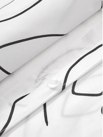 Posteľná bielizeň z bavlneného perkálu s kresbami Aria, Biela, čierna, 200 x 200 cm + 2 vankúše 80 x 80 cm