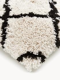 Flauschige Kissenhülle Naima,handgetuftet, Vorderseite: 100% Polyester, Rückseite: 100% Baumwolle, Beige, Schwarz, B 45 x L 45 cm