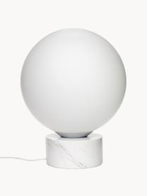Ručně vyrobená stolní lampa z mramoru Sphere, Bílá, mramorovaná, Ø 40 cm, V 50 cm