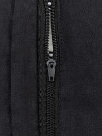 Handgewebte Kissenhülle Charlotta mit Fransen, 100% Baumwolle, Cremeweiß-Schwarz, 45 x 45 cm