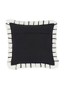 Housse de coussin 45x45 tissée main Charlotta, Blanc crème-noir