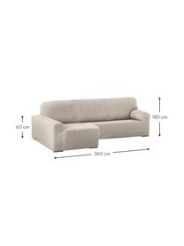 Copertura divano angolare Roc, 55% poliestere, 35% cotone, 10% elastomero, Color crema, Larg. 360 x Alt. 180 cm, chaise-longue a destra