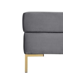 Samt-Sofa-Hocker Luna mit Stauraum in Dunkelgrau mit Metall-Füssen, Bezug: Samt (100% Polyester), Oe, Gestell: Massives Buchenholz, Schi, Samt Dunkelgrau, Gold, B 80 x H 45 cm