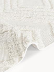 Alfombra artesanal de algodón texturizada Ziggy, 100% algodón, Blanco crema, An 80 x L 150 cm (Tamaño XS)