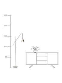 Lampada da lettura in metallo Manifen, Paralume: metallo nichelato, Base della lampada: metallo nichelato, Color nichel, Larg. 66 x Alt. 167 cm