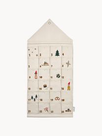 Adventskalender Babbo aus Bio-Baumwolle, 100 % Bio-Baumwolle, GOTS-zertifiziert, Off White, Mehrfarbig, B 50 x H 100 cm