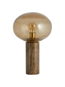 Bureaulamp Bes met marmeren voet, Lampenkap: glas, Lampvoet: marmer, Fitting: metaal, Bruin, rookglas, Ø 29 x H 45 cm